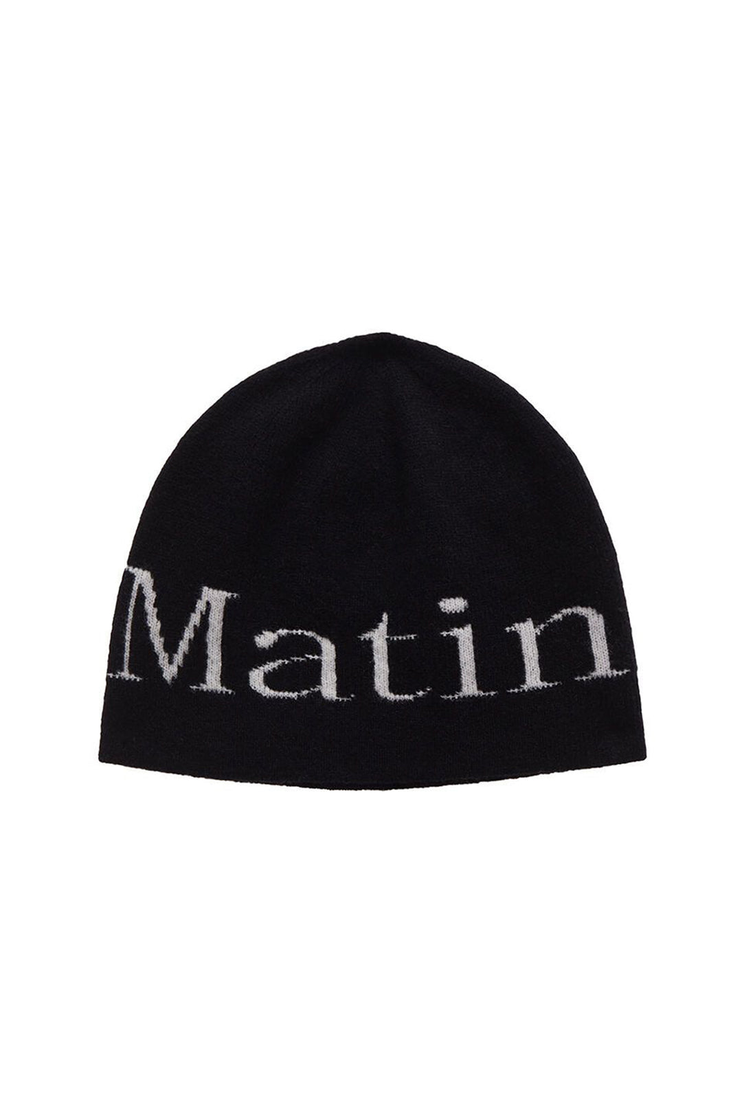 Matin Kim Logo Jacquard Short Beanie — White