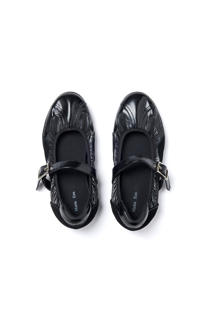 Matin Kim Shirring Point Round Mary Jane — Black