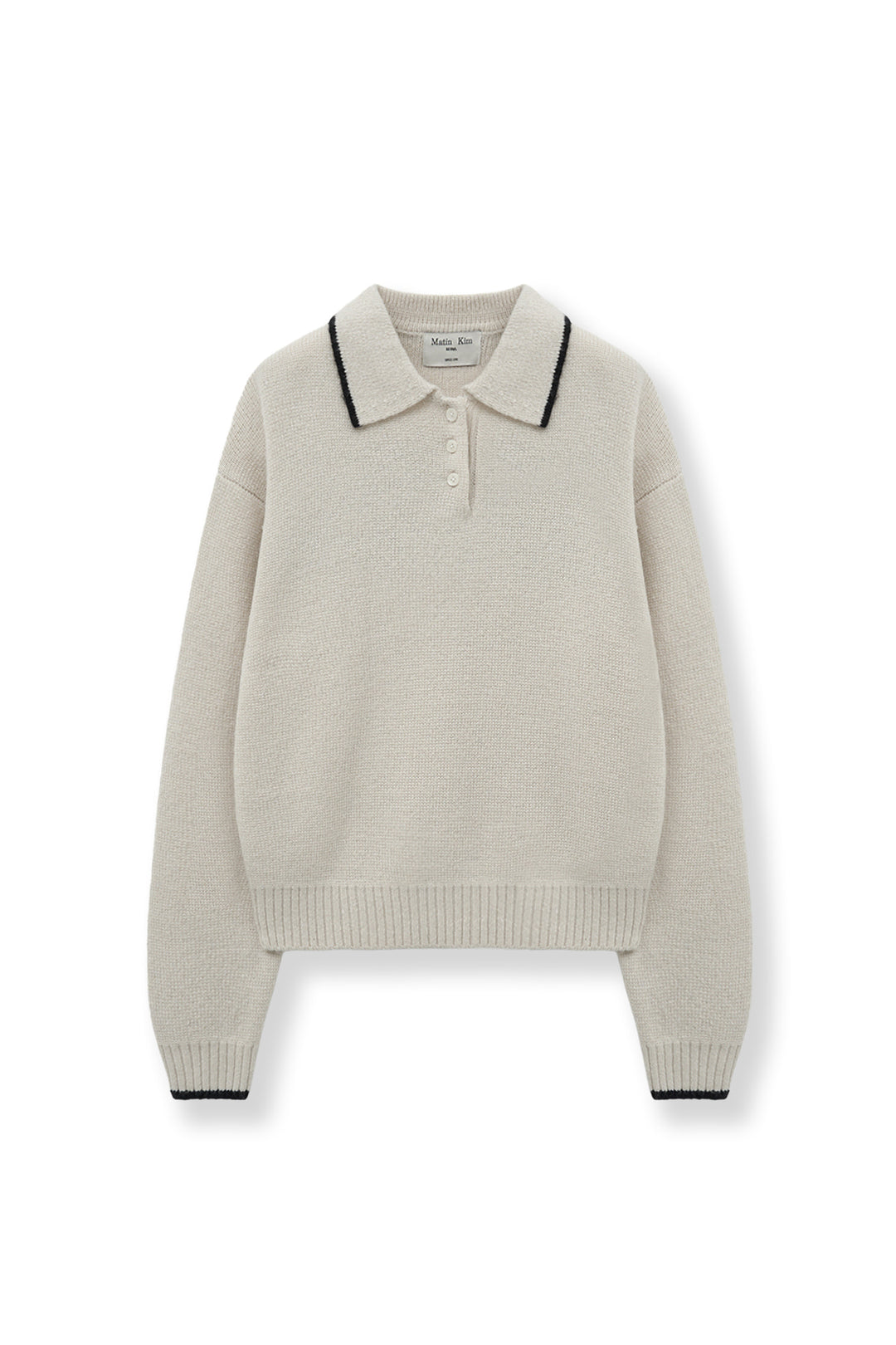 Matin Kim Back Logo Collar Knit Top — Ivory