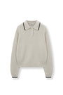Matin Kim Back Logo Collar Knit Top — Ivory