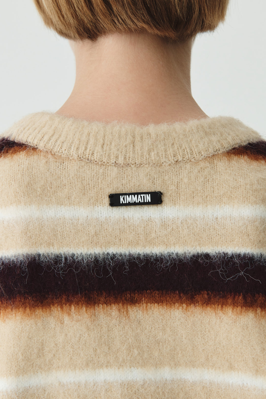 KIMMATIN Multi Stripe Mohair Knit Pullover — Beige