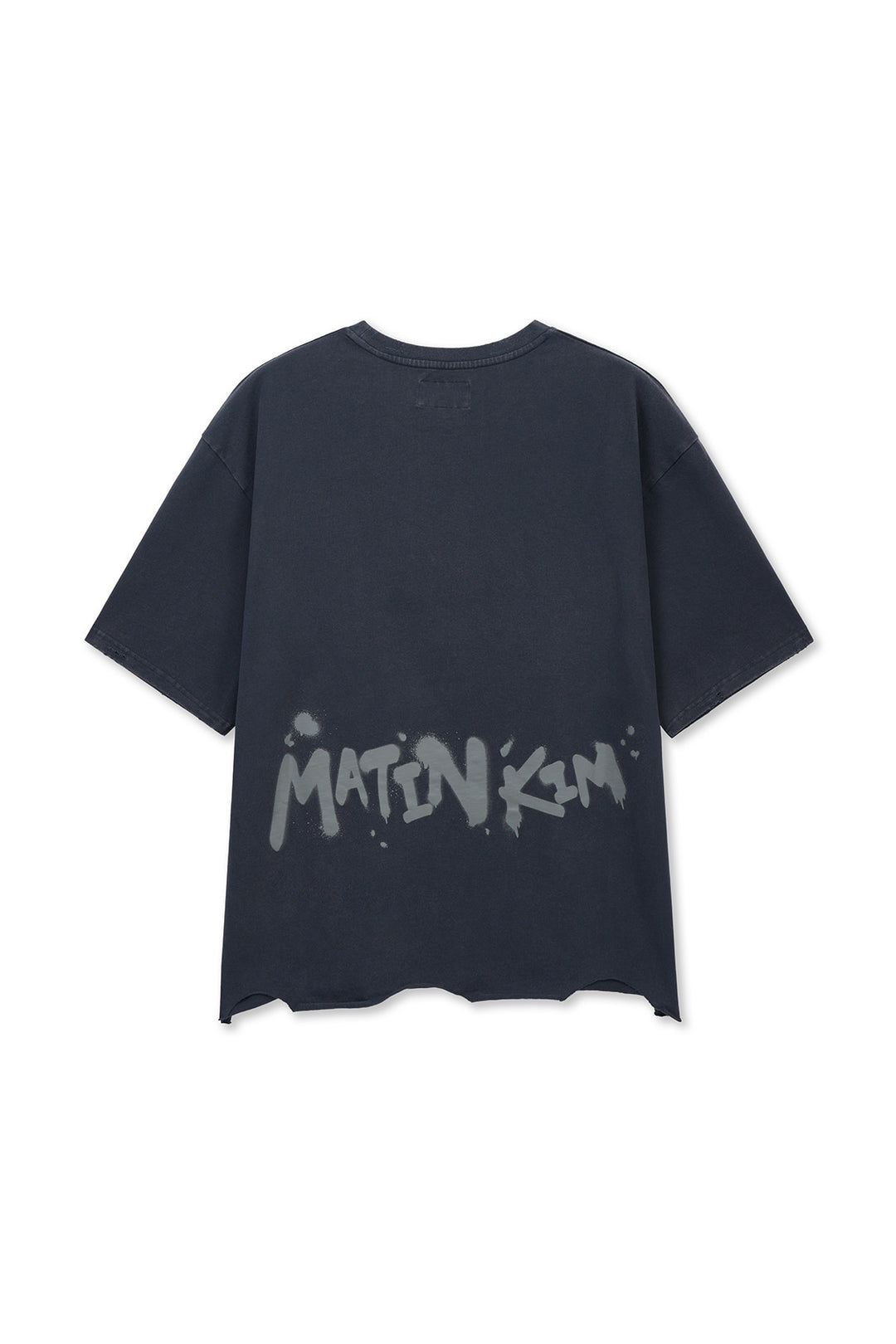 Matin Kim Raw Cut Graffiti Logo Top — Navy blue