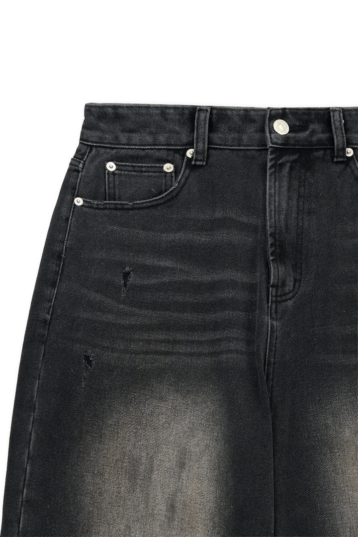 Matin Kim Vintage Dirty Washed Denim Pants — Black