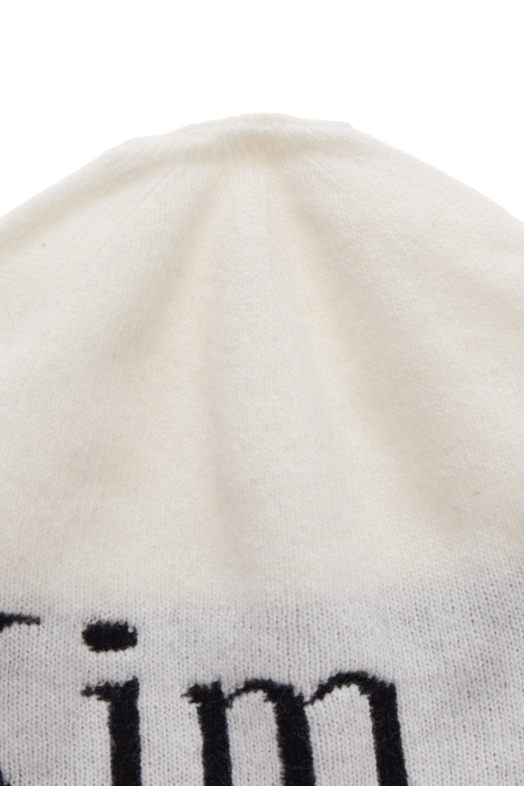 Matin Kim Logo Jacquard Short Beanie — White