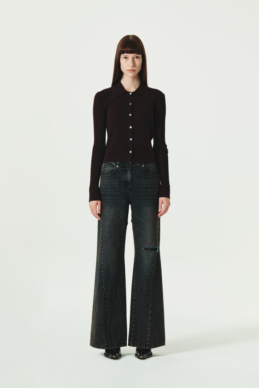 KIMMATIN Raglan Crop Leather Jumper — Black