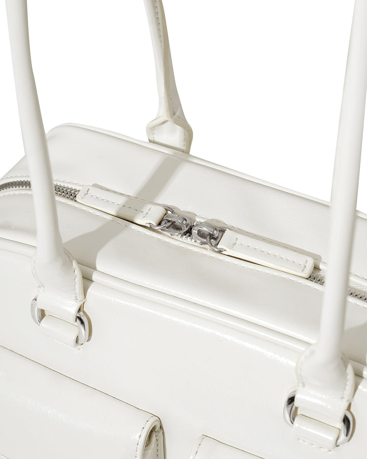 Stand Oil Chubby Bag — Quilted Bowling Crossbody — White