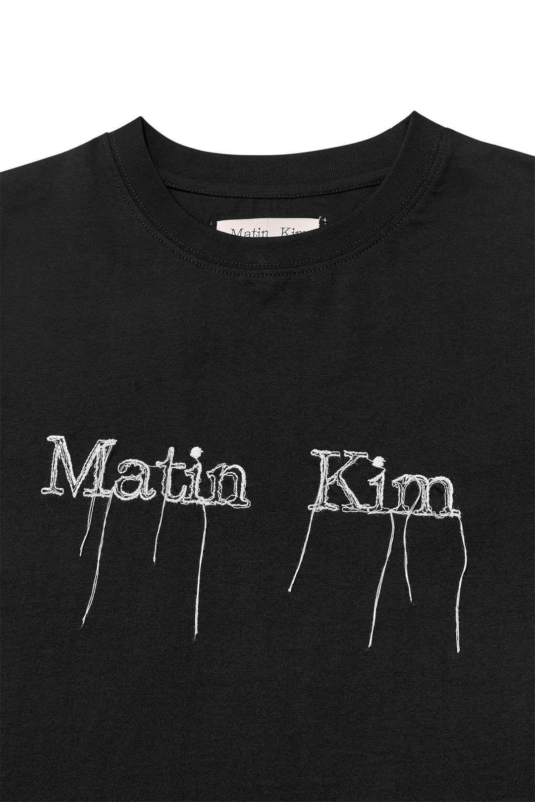 Matin Kim Logo Thread Point Crop Top — Black