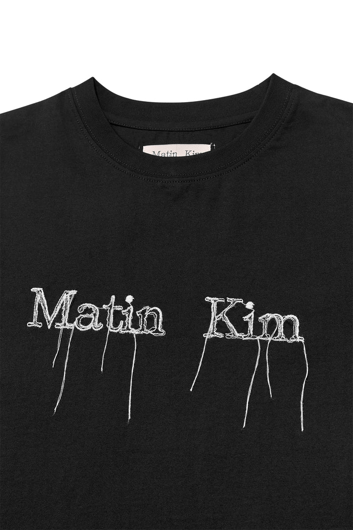 Matin Kim Logo Thread Point Crop Top — Black