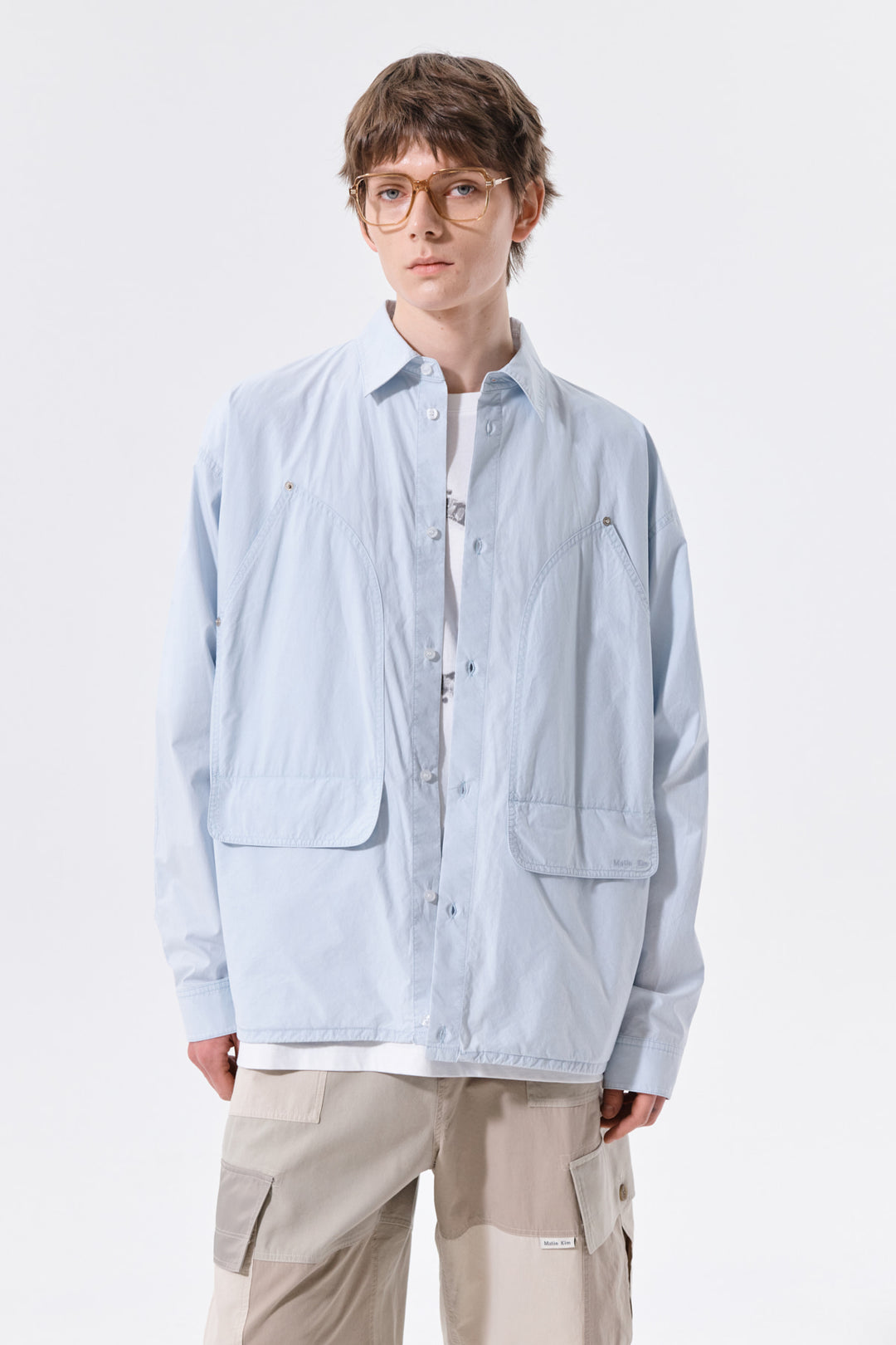 Matin Kim Washed Cotton Drawstring Shirt Sky
