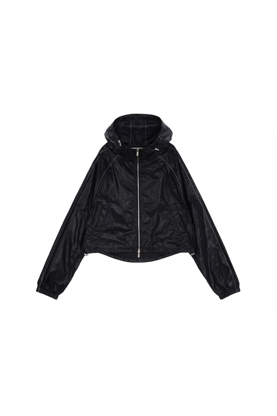 Matin Kim Crop Hoody Coating Jumper — Black