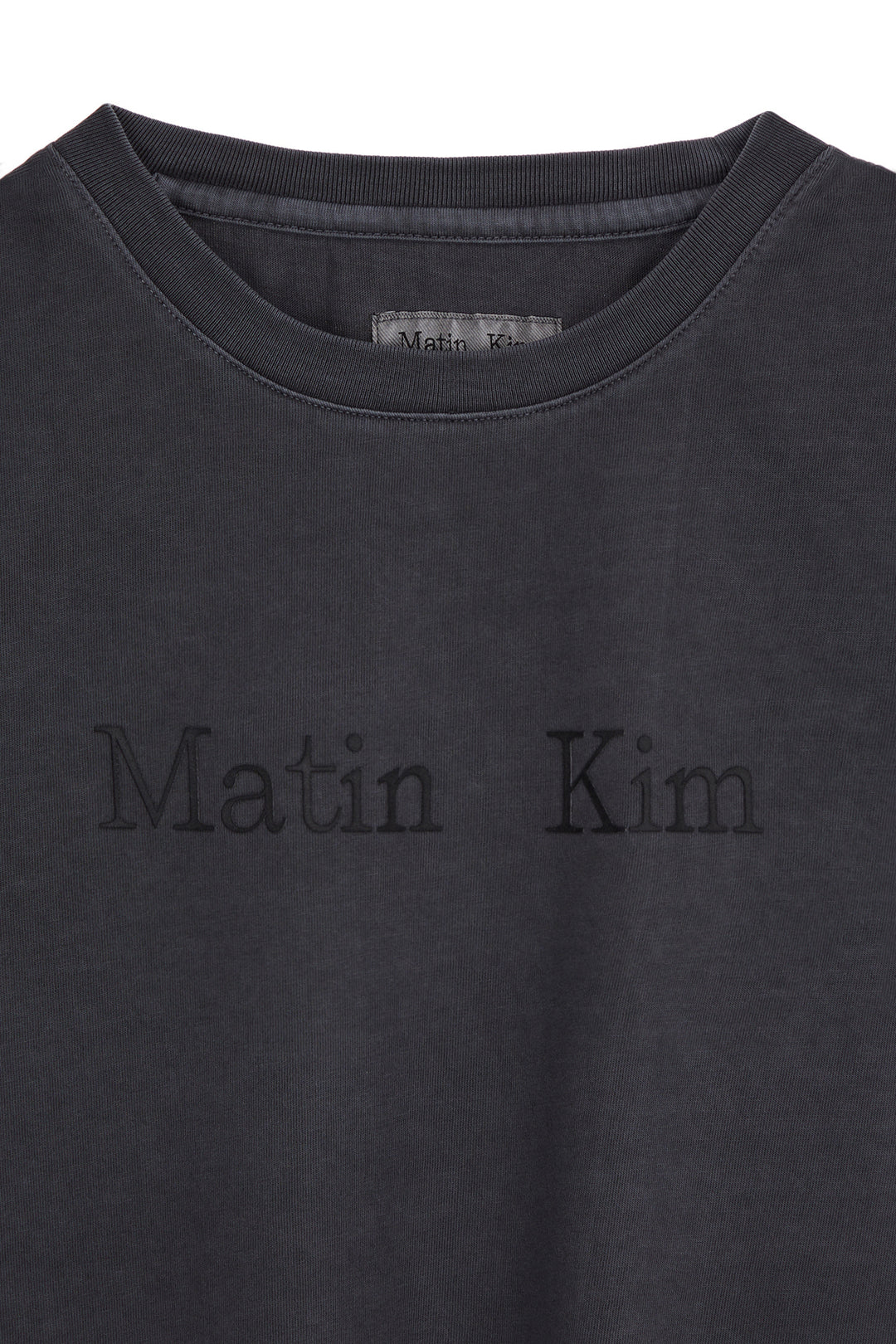Matin Kim Pigment Logo Crop Top Dark — Gray