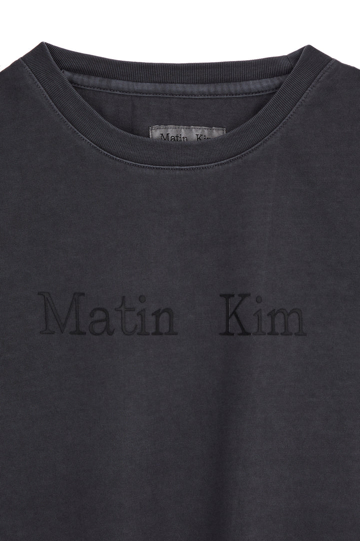 Matin Kim Pigment Logo Crop Top Dark — Gray