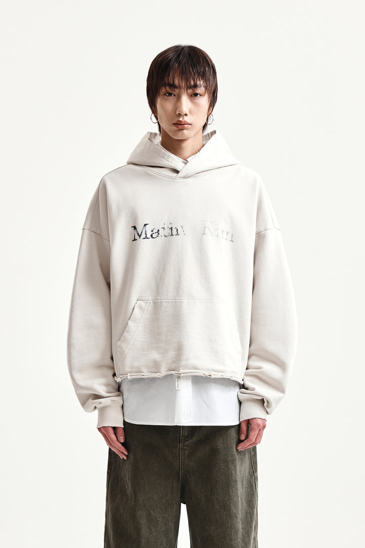 Matin Kim Raw Edge Hem Sweat Hoody — Beige