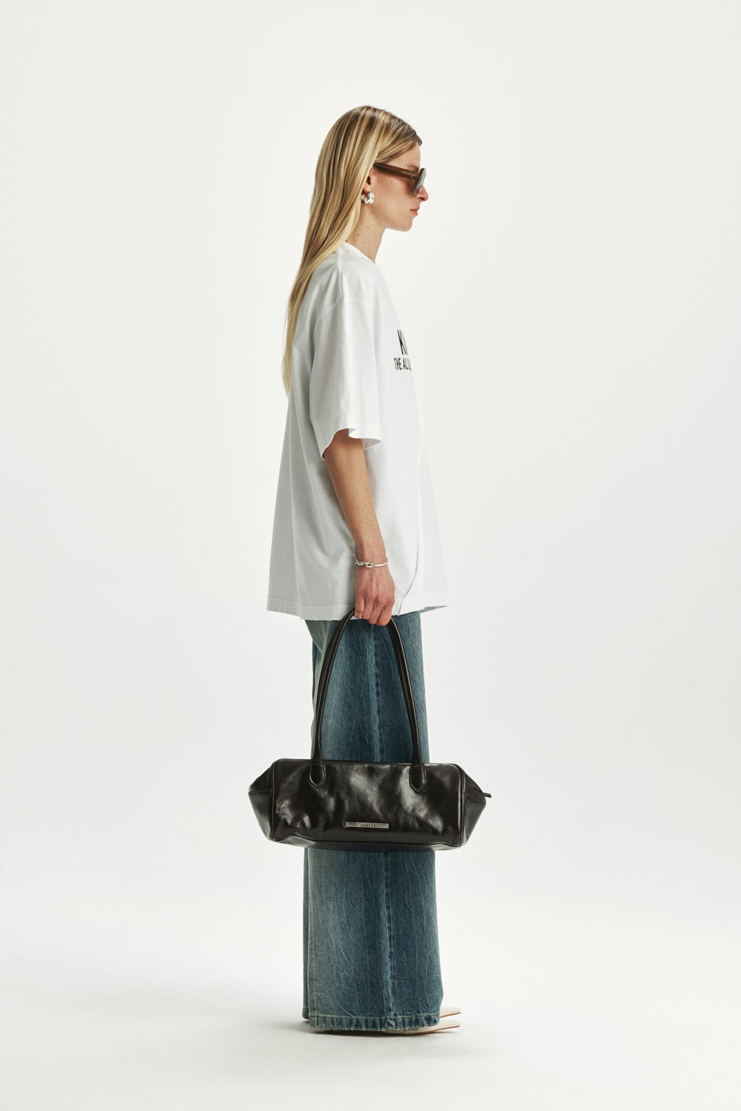 KIMMATIN Pintuck Wide Denim Pants — Blue