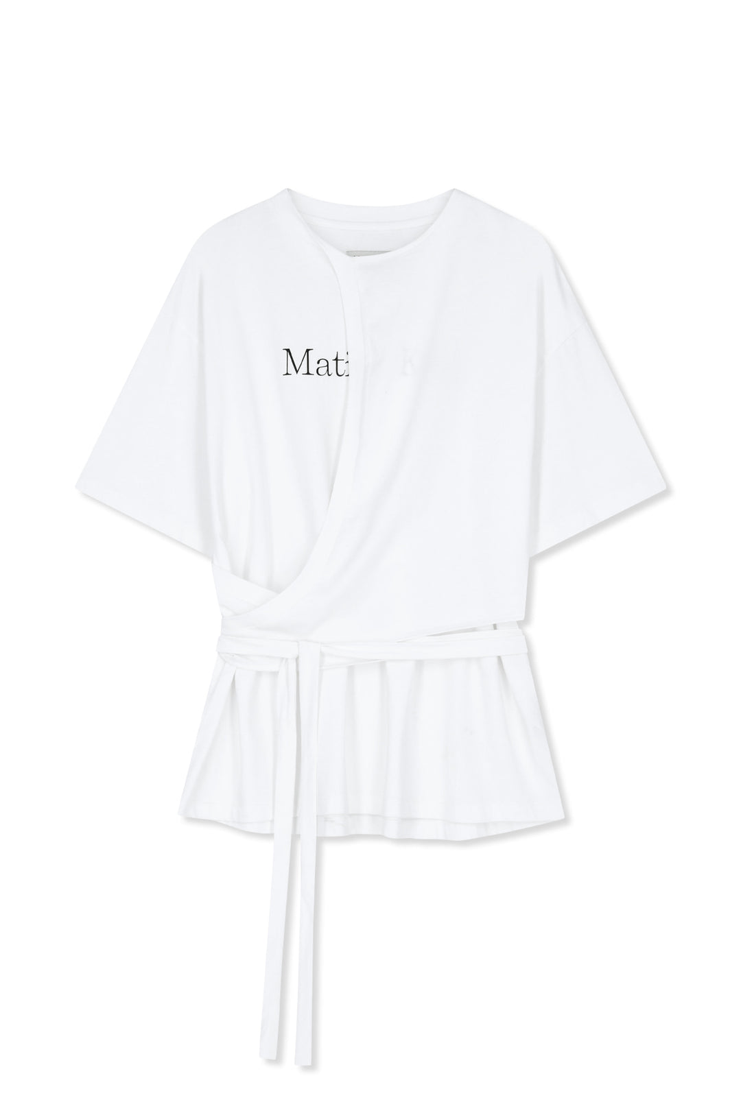 Matin Kim Tie Detail Draped Logo Top — White