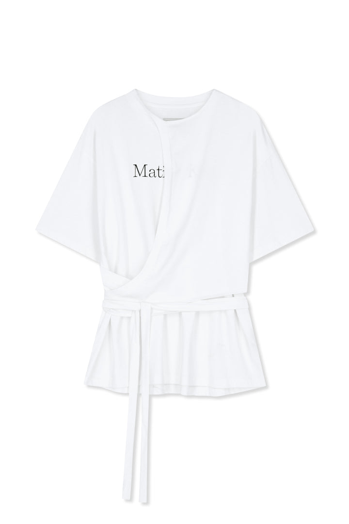 Matin Kim Tie Detail Draped Logo Top — White