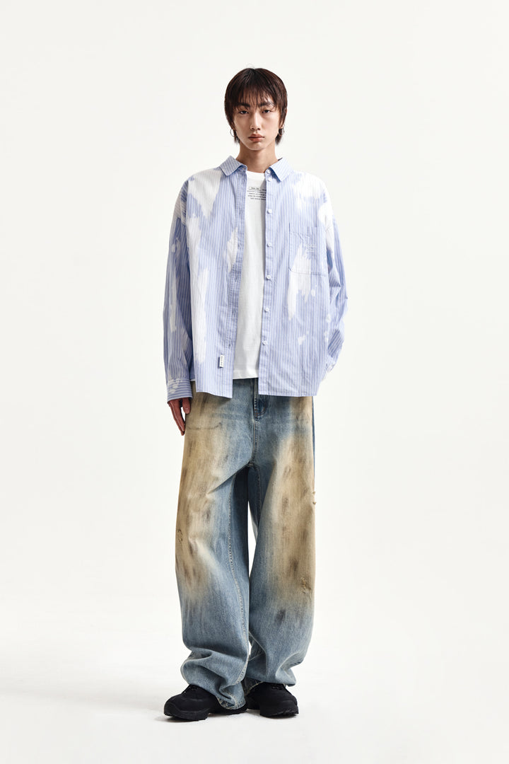 Matin Kim Embroidery Small Logo Shirt — Light Blue