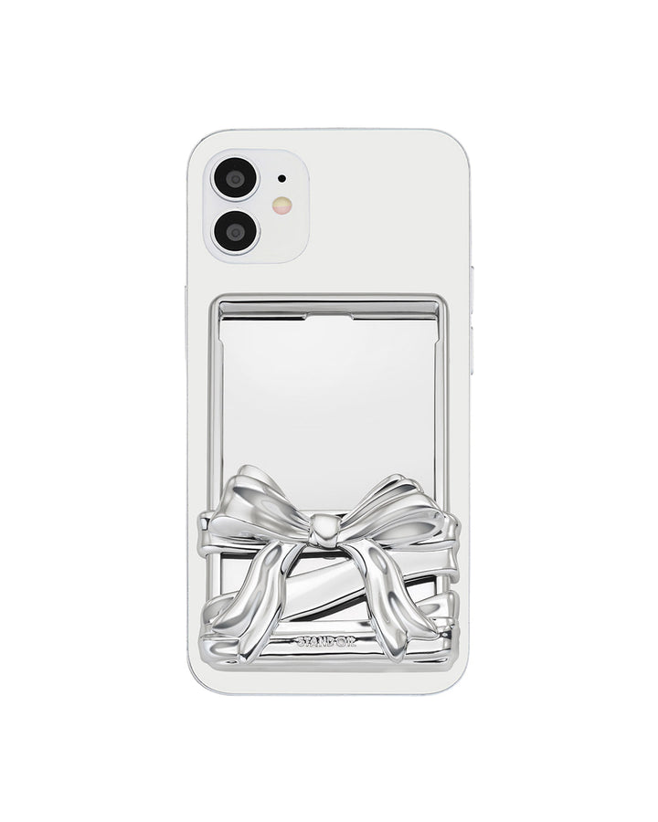 Stand Oil Bow Card Holder — MagSafe — Silver
