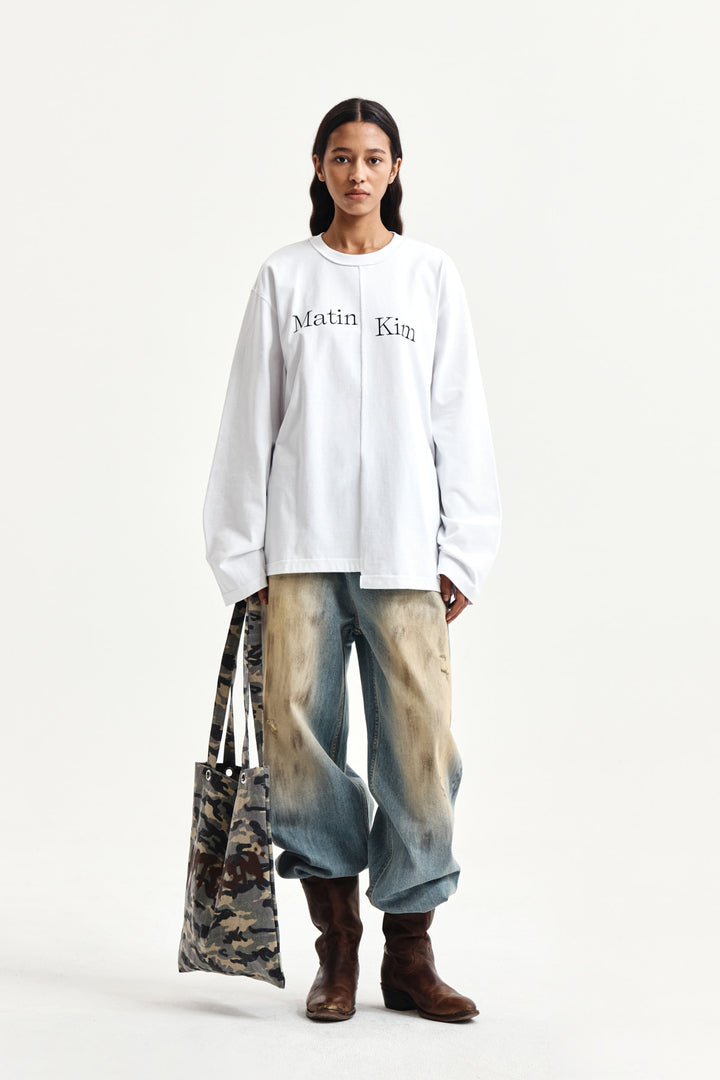 Matin Kim Asymmetric Logo Top — White