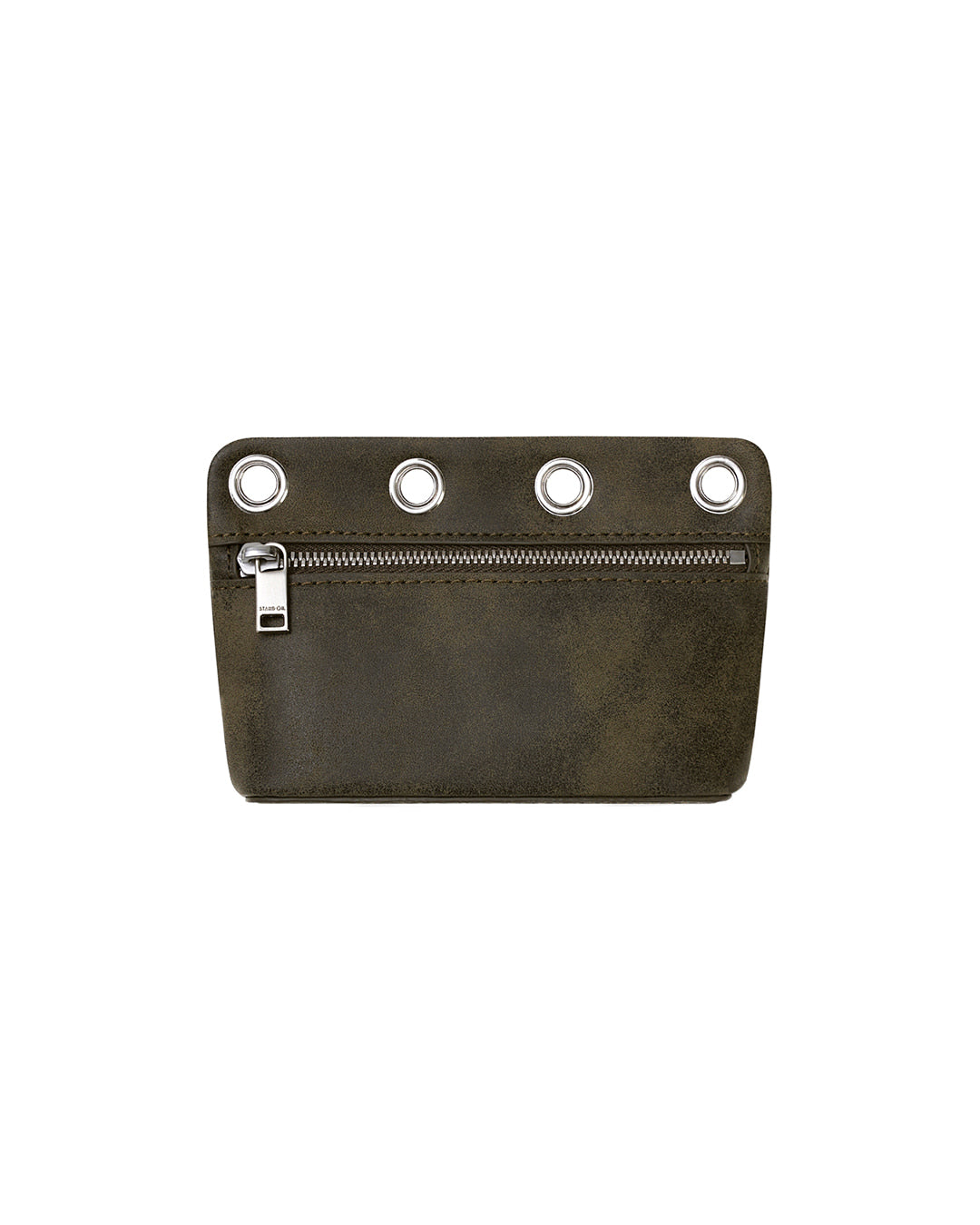 Stand Oil Loop Eyelet Pouch — Square Keychain Bag — Washed Brown