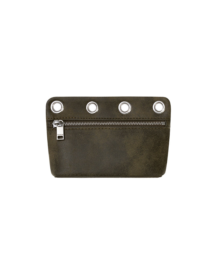 Stand Oil Loop Eyelet Pouch — Square Keychain Bag — Washed Brown