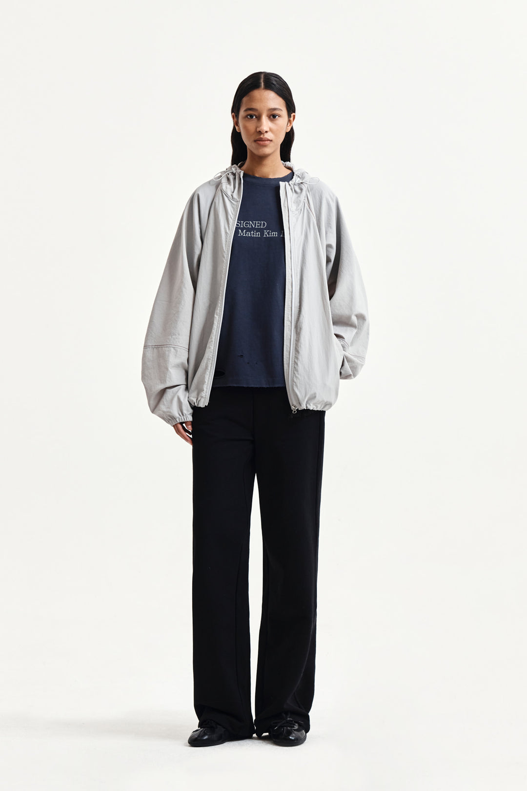 Matin Kim Back Logo Windbreaker — Light — Beige