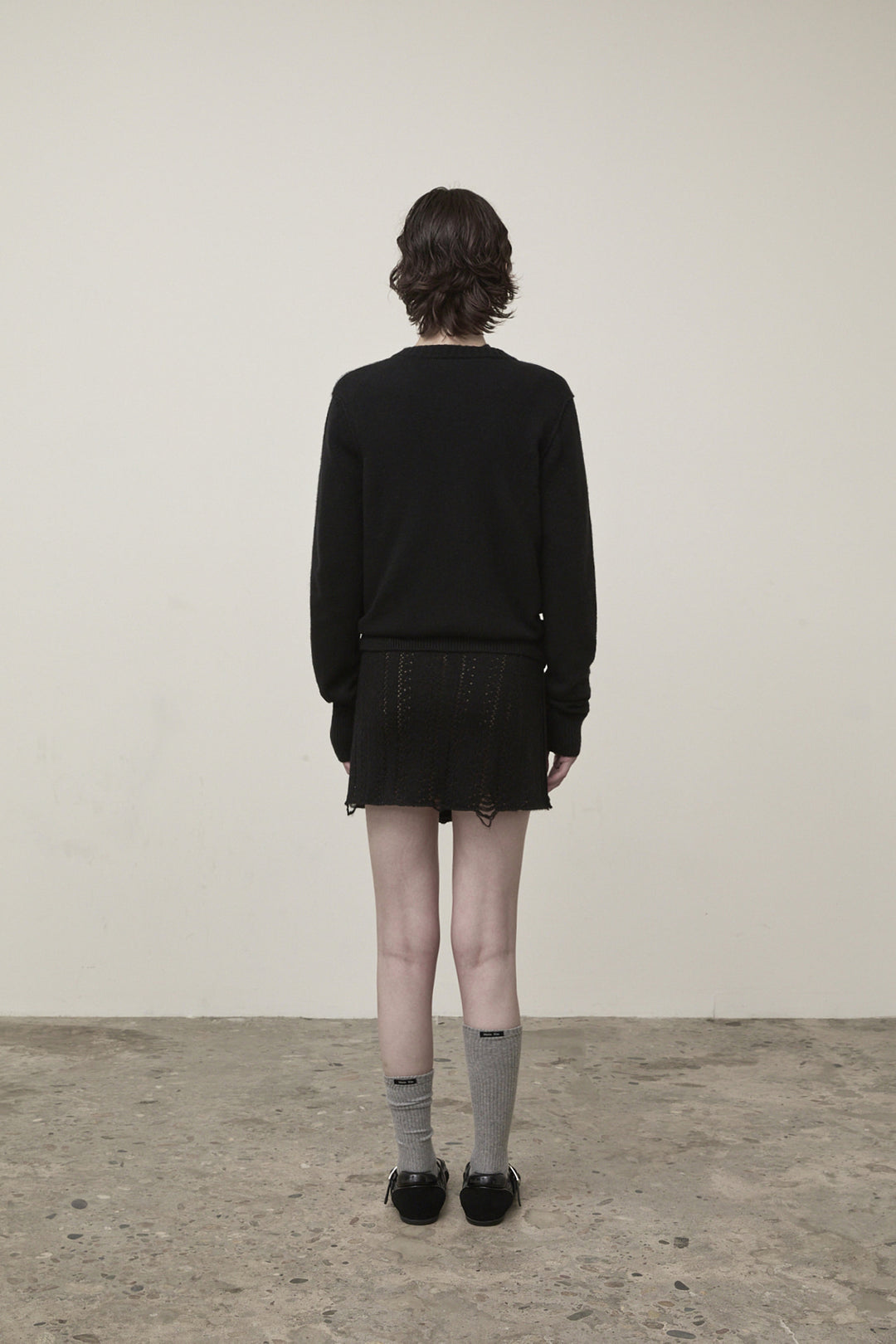 Matin Kim Cashmere Blended Round Knit Cardigan — Black