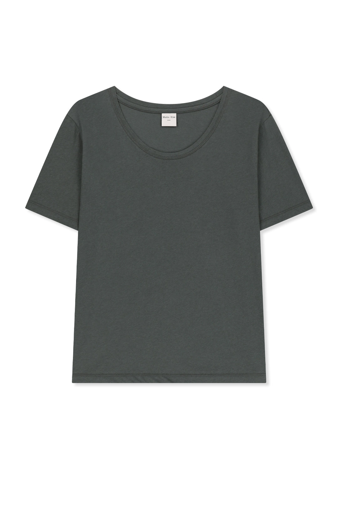 Matin Kim Label Point U Neck Top — Charcoal