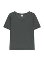 Matin Kim Label Point U Neck Top — Charcoal