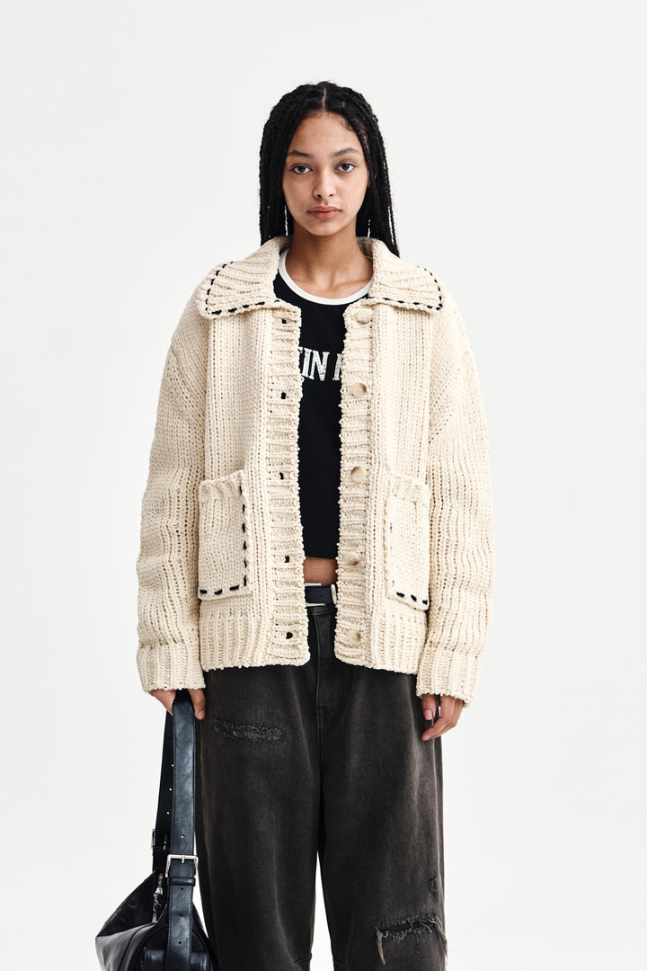 Matin Kim Handmade Collar Knit Cardigan