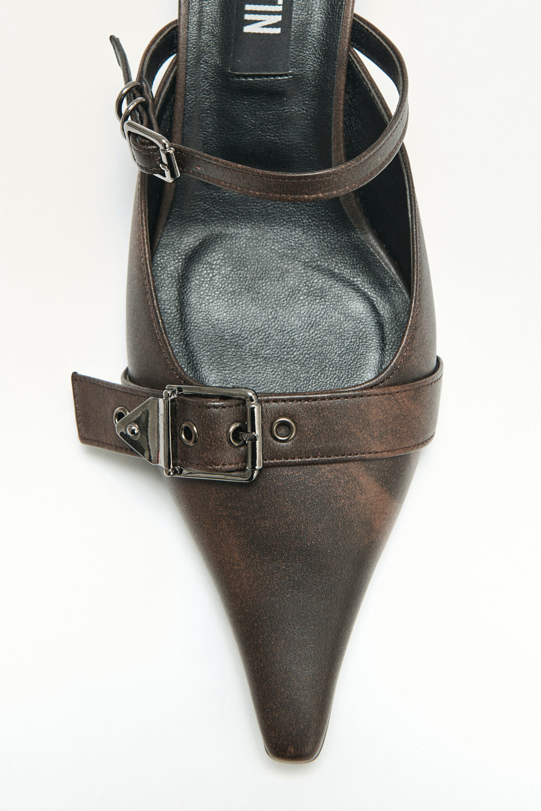 KIMMATIN Belted Stiletto Mule — Brown