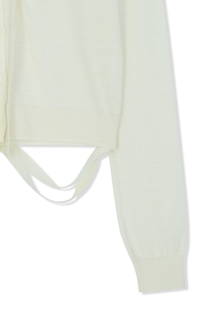 Matin Kim String Detail Knit Cardigan — Cream