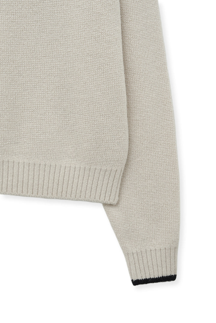 Matin Kim Back Logo Collar Knit Top — Ivory
