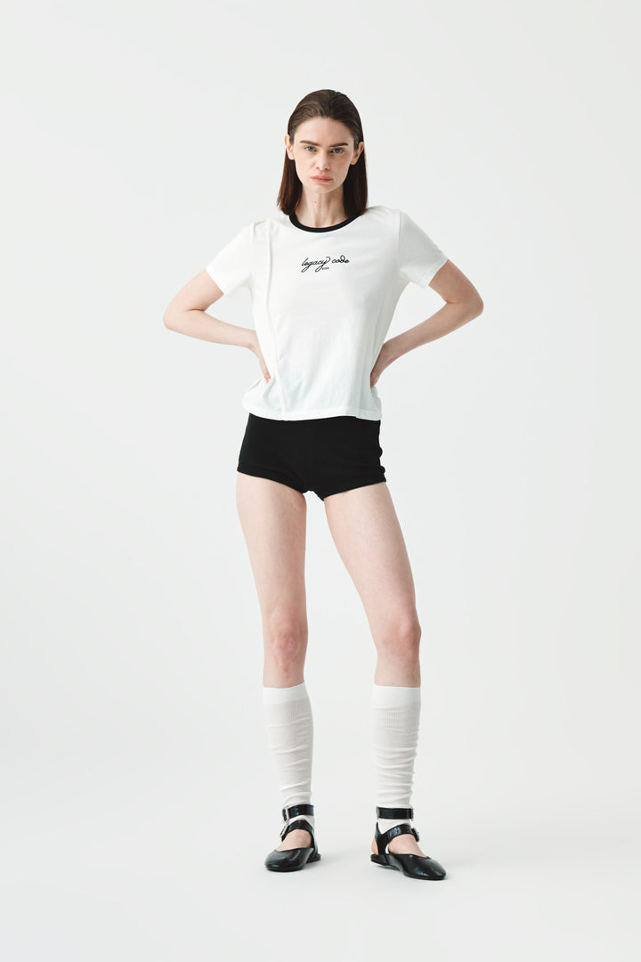 KIMMATIN Back Slit Slim Top — White