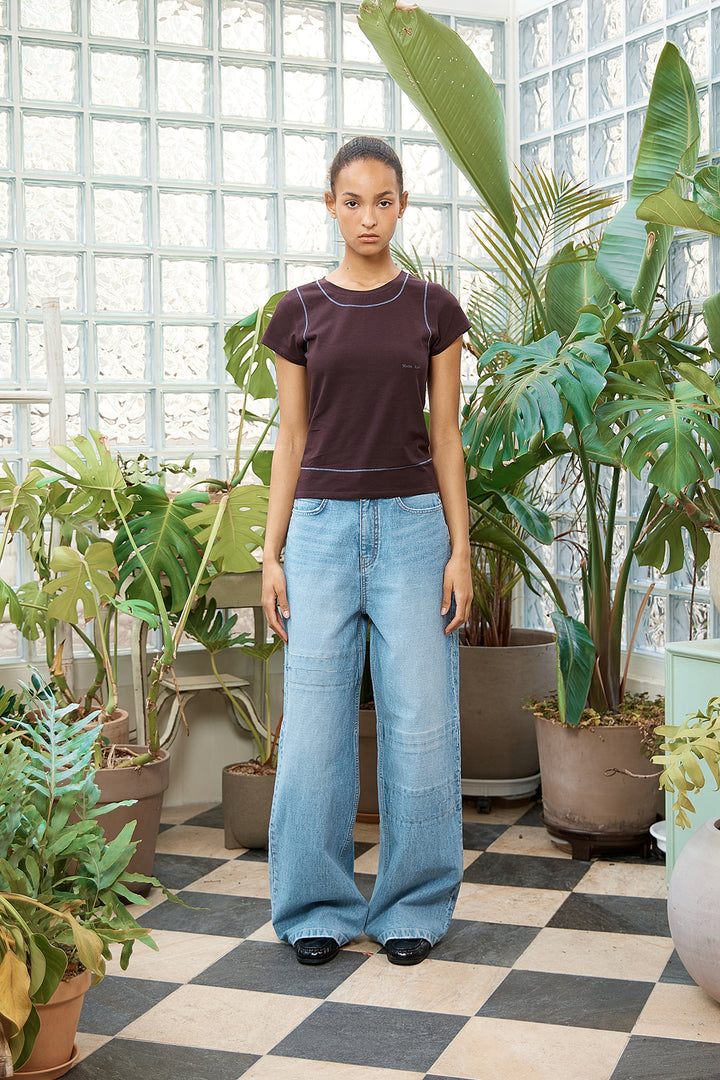 Matin Kim Unbalance Cut Point Denim — Blue