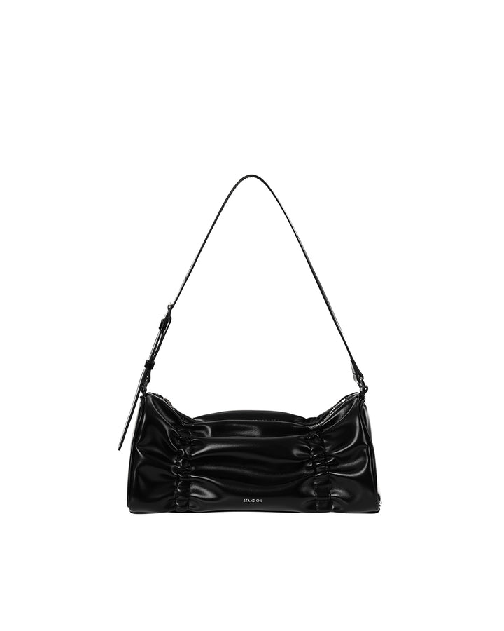 Stand Oil Pleats Bag — Glossy Tote — Black
