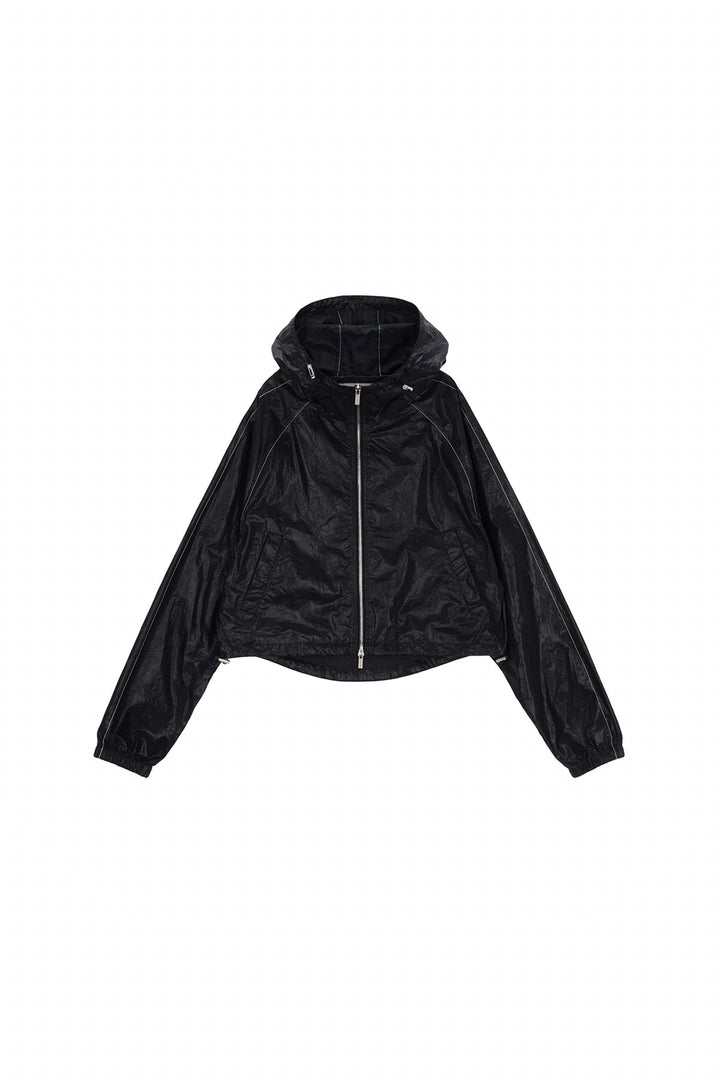 Matin Kim Crop Hoody Coating Jumper — Black