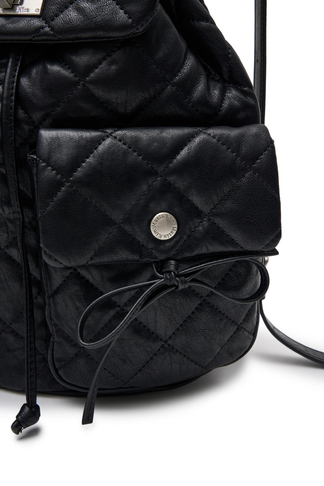 Matin Kim Double Pocket Quilting Backpack — Black