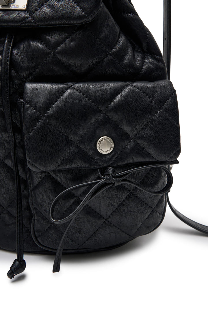 Matin Kim Double Pocket Quilting Backpack — Black