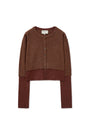 Matin Kim Layered Texture Knit Cardigan — Brown