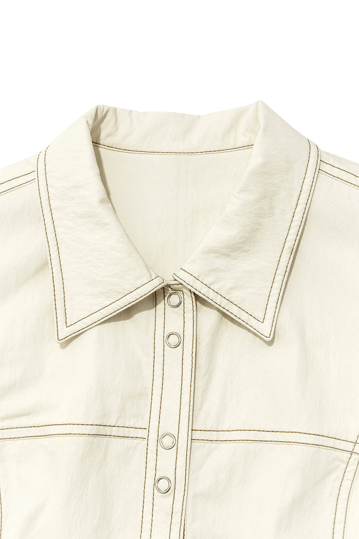 Matin Kim Stitch Point Slim Shirket Light — Beige