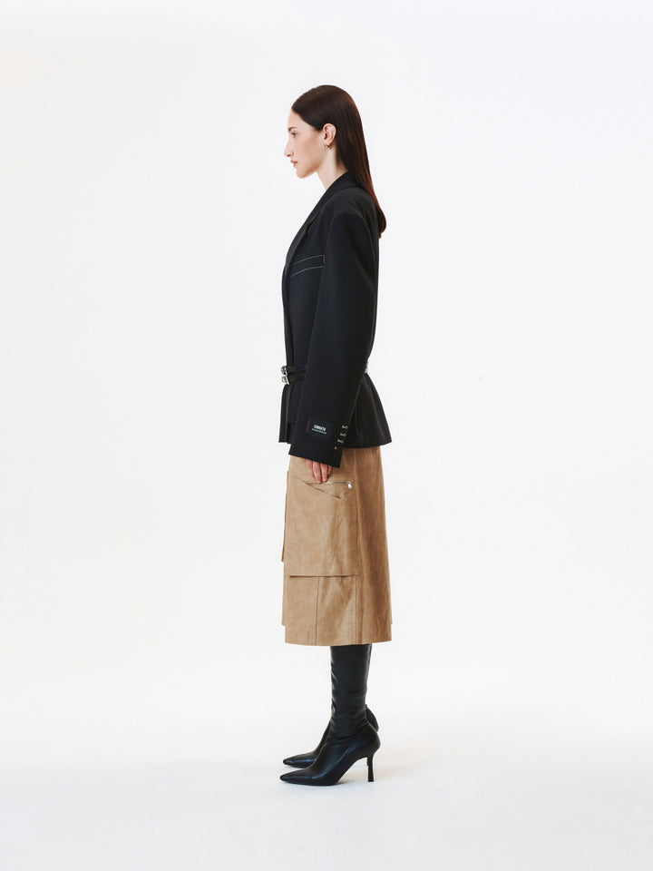 KIMMATIN Oversize Low Edge Crop Jacket — Black