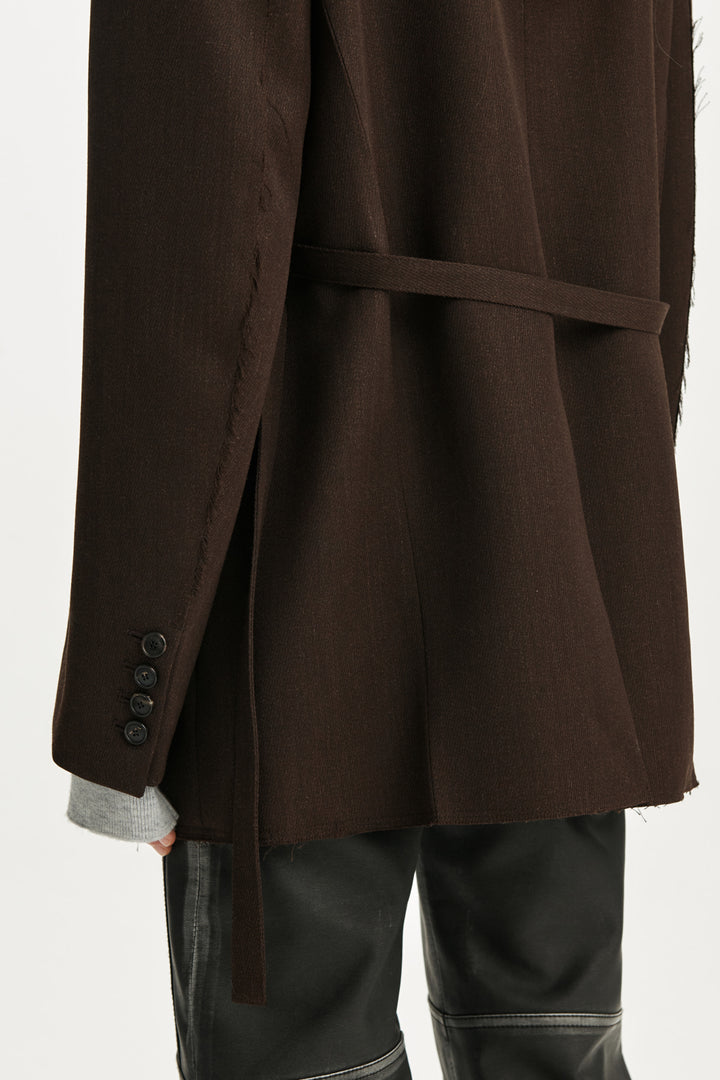 KIMMATIN Belted Double Jacket — Brown