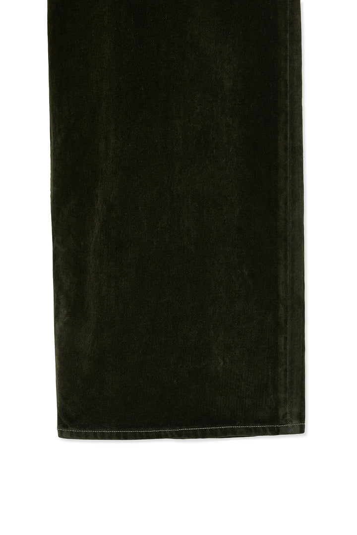 Matin Kim Reverse Velvet Wide Denim — Khaki