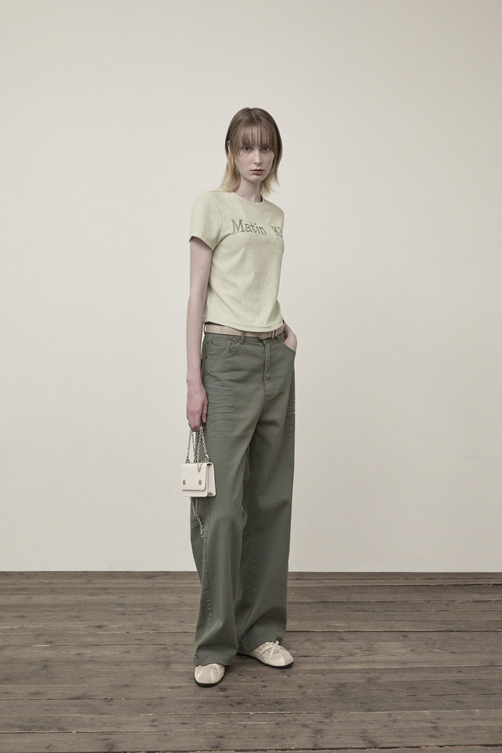 Matin Kim Logo Point Terry Crop Top — Green