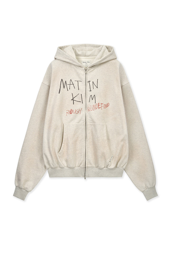 Matin Kim Vintage Washed Graffiti Zip Hoody — Beige