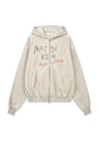 Matin Kim Vintage Washed Graffiti Zip Hoody — Beige