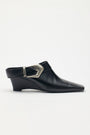 KIMMATIN Bold Buckle Leather Mule — Black