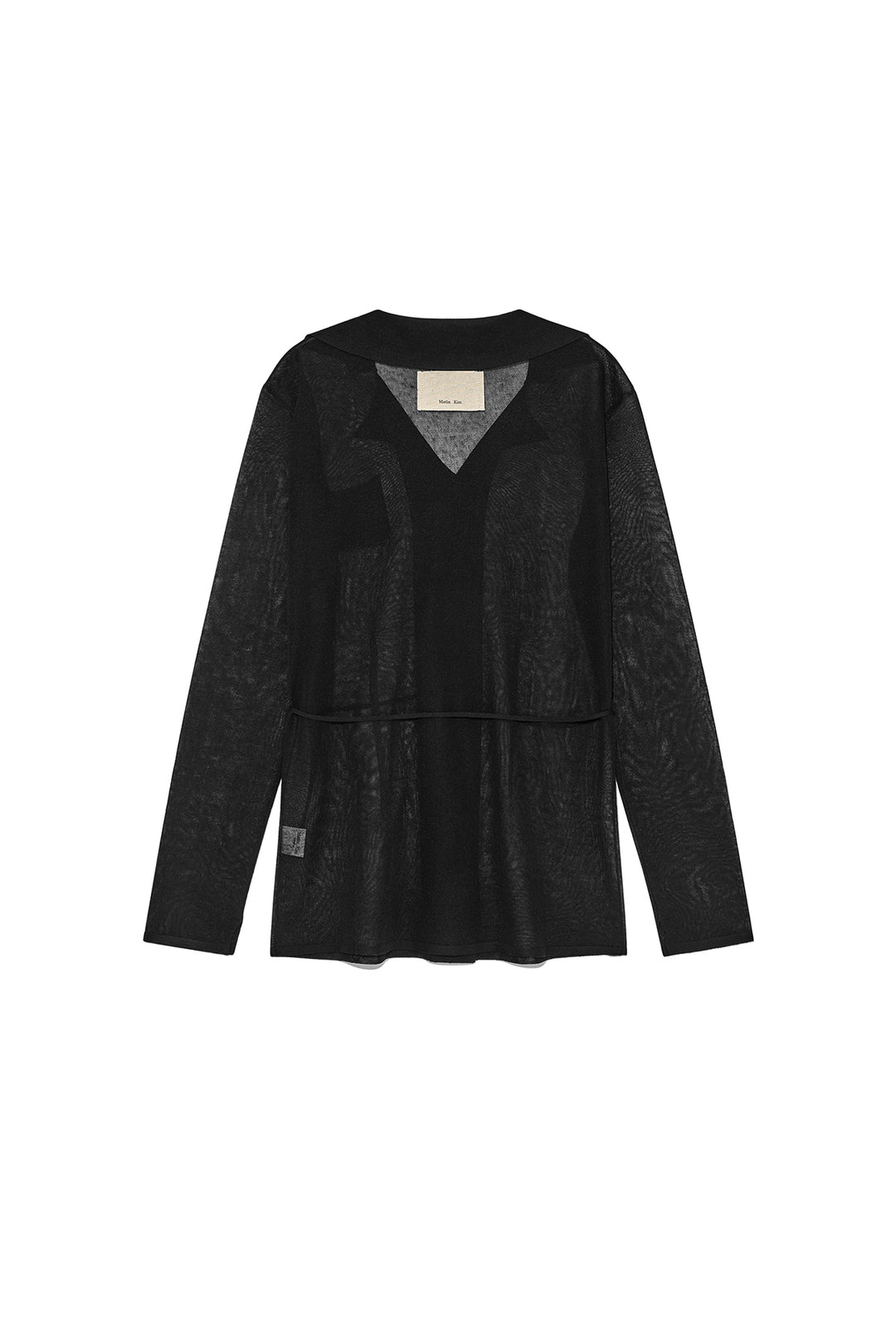 Matin Kim String Point Plain Long Cardigan — Black