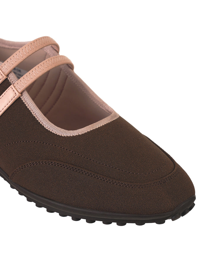 Stand Oil Strap Mary Jane Sneakers — Brown Combi